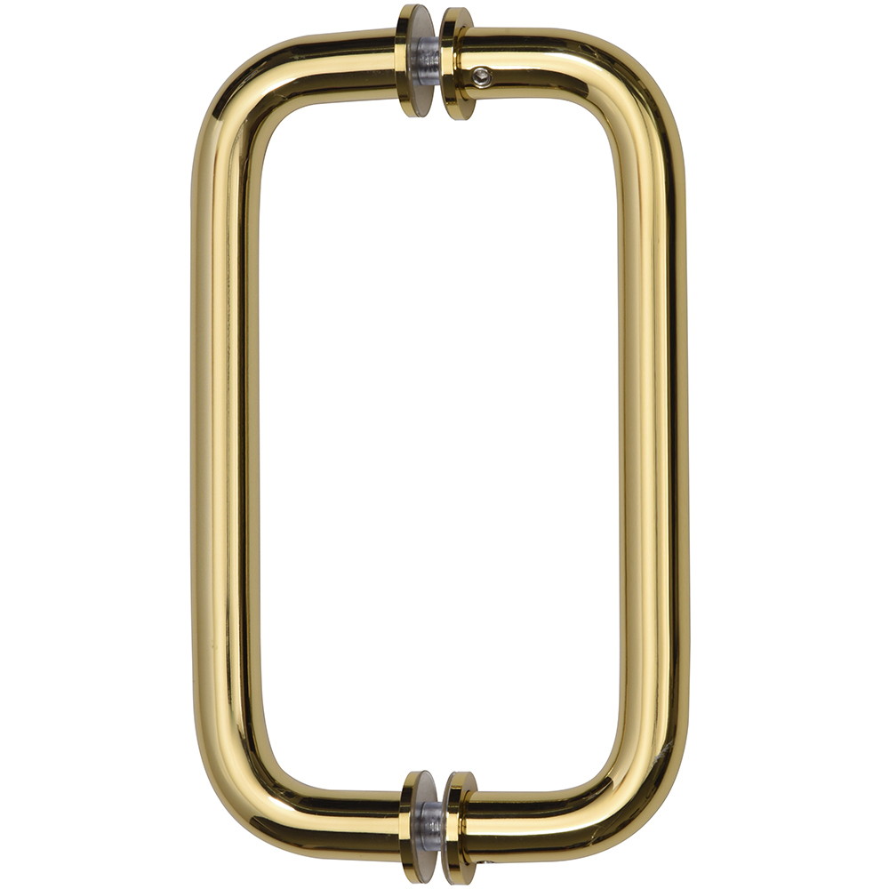 CRL 8" Polished Brass (BM Series) Tubular Back-To-Back Pull Handle with Metal Washers
