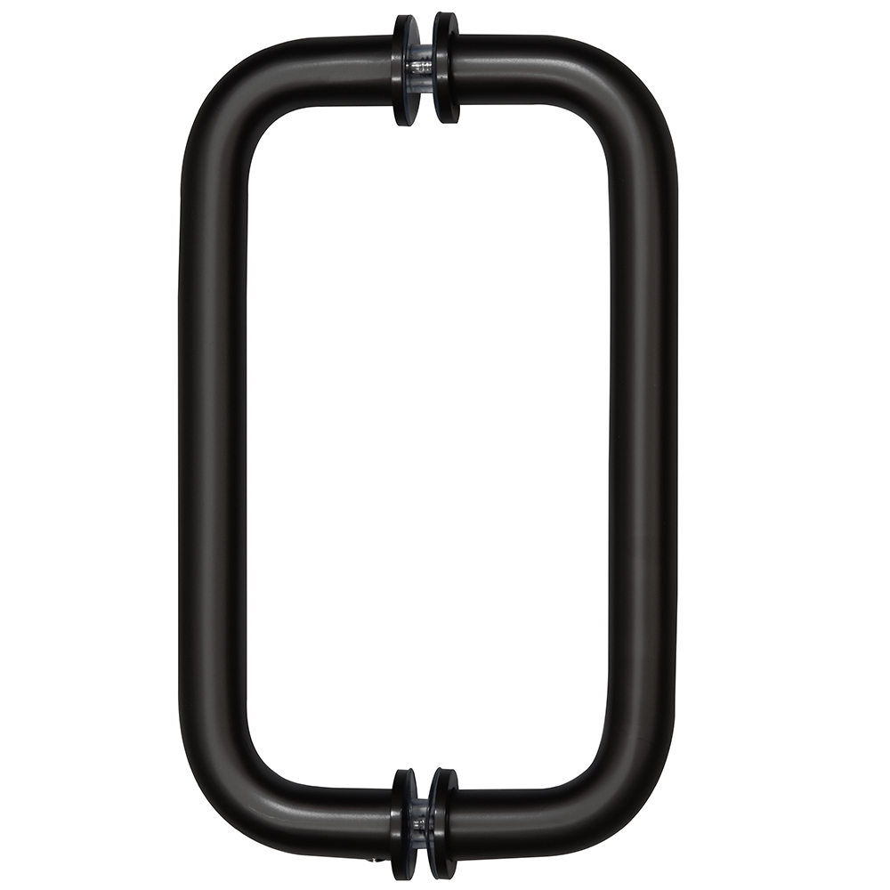 CRL 8" Matte Black (BM Series) Tubular Back-To-Back Pull Handle with Metal Washers