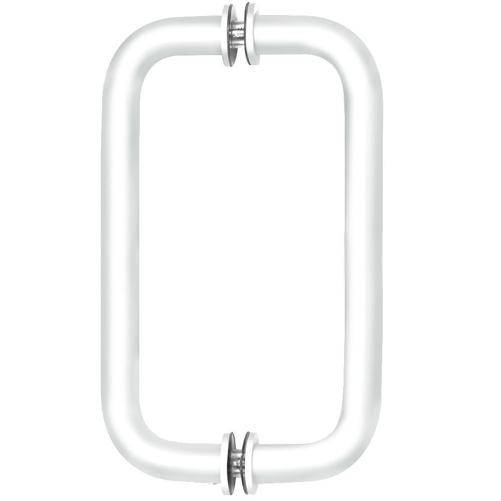 CRL 8" White (BM Series) Tubular Back-To-Back Pull Handle with Metal Washers