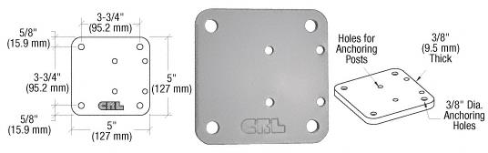 CRL Agate Gray 5" x 5" Offset Base Plate