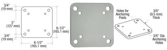 CRL Agate Gray 6-1/2" X 6-1/2" Square Base Plate