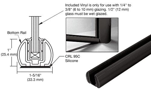 CRL  Matte Black Bottom Rail Only for the Aluminum Windscreen System - 20 ft 1 in long