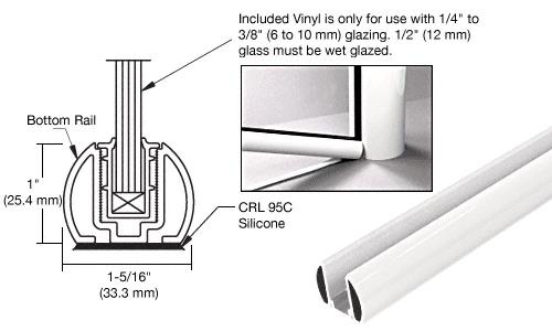 CRL Sky White Bottom Rail Only for the Aluminum Windscreen System - 20 ft 1 in long