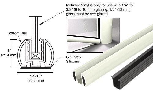 CRL AWS 60" Oyster White Bottom Rail Kit with Rigid Glazing Vinyl