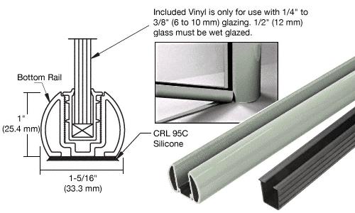CRL AWS 60" Agate Gray Bottom Rail Kit with Rigid Glazing Vinyl