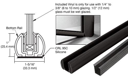 CRL AWS 60" Black Bottom Rail Kit with Rigid Glazing Vinyl