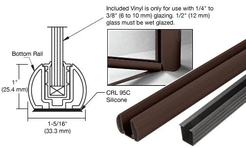 CRL AWS 60" Bronze Bottom Rail Kit with Rigid Glazing Vinyl