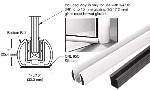 CRL AWS 60" Sky White Bottom Rail Kit with Rigid Glazing Vinyl