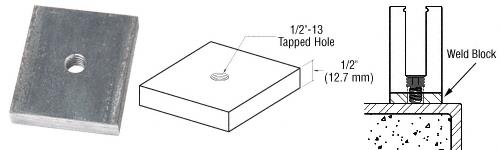 CRL 2-1/2" x 2-3/4" x 1/2" Weld Blocks for 3/4" Base Shoe - Package