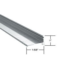 CRL Brite Anodized 72" Frameless Sliding Shower Door Bottom Track Extrusion for 1/4" and 3/8" Glass - 72 in long