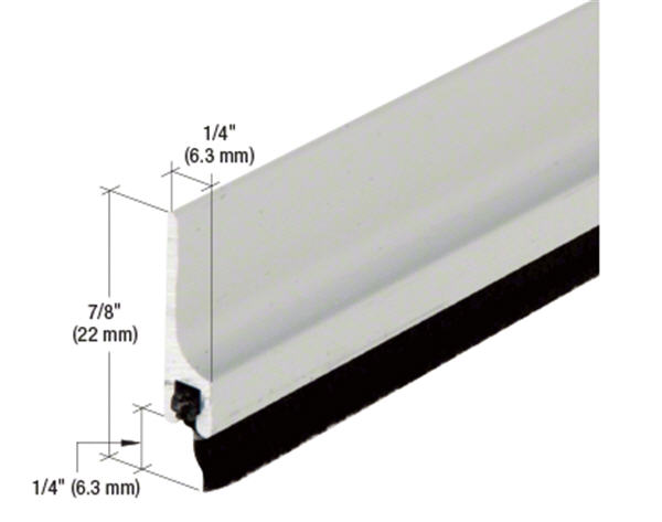 CRL Satin Anodized Surface Mounted Exposed Fastener Door Sweep with Weatherstrip - 183" Length