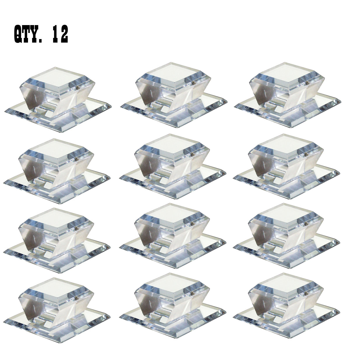 Clear Acrylic Beveled Stick-On Mirror Knob - 2" Square - Pack of 12