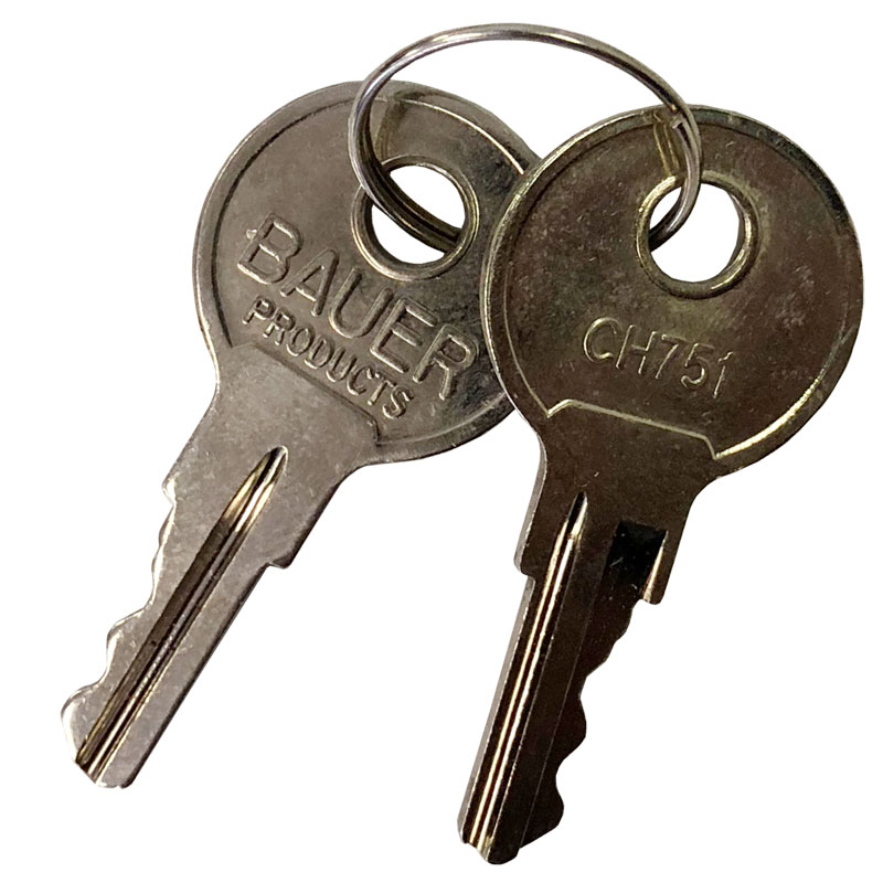 Gordon Glass&#174; Bauer CH751 Replacement Keys for T-Handles, Camper Toppers, Camper Shells, Truck Caps, Cabinets and Push Locks - Set of Two