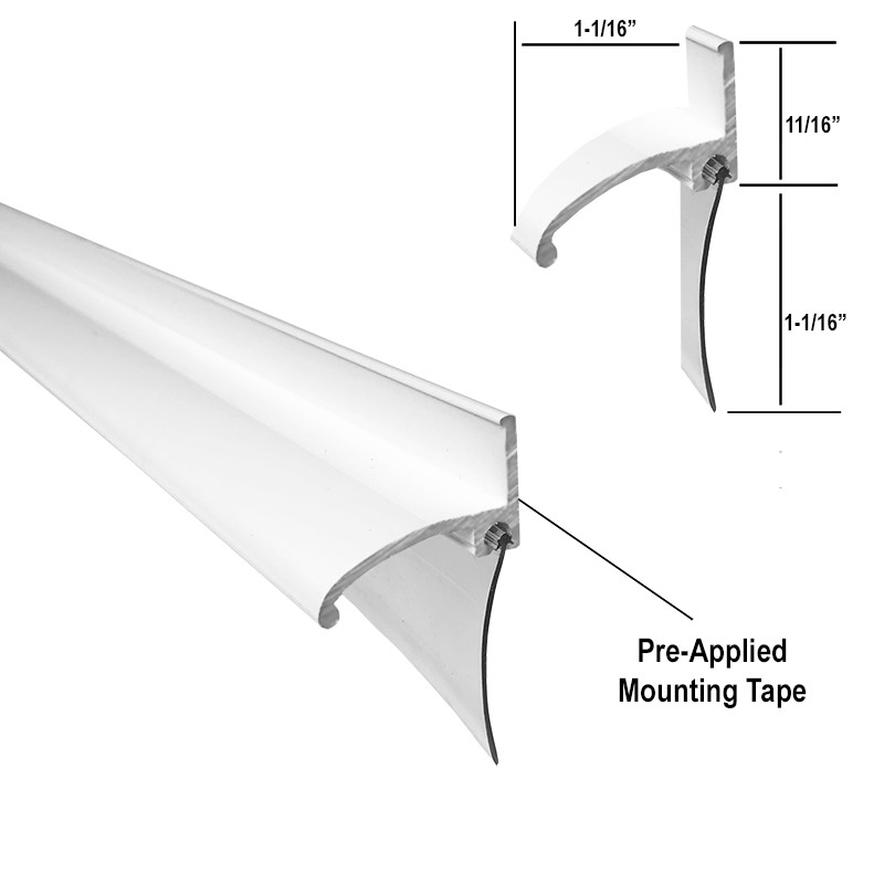 Gordon Glass&#174; White Framed Shower Door Replacement Bottom Deflector with Vinyl Sweep and Pre-applied Mounting Tape - 30" Long