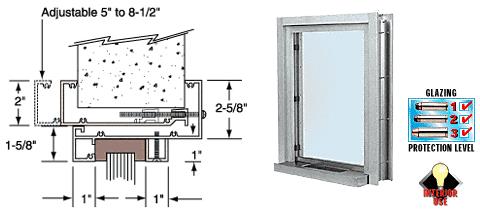 CRL Satin Anodized Aluminum Clamp-On Frame Interior Glazed Exchange Window with 12" Shelf and Deal Tray