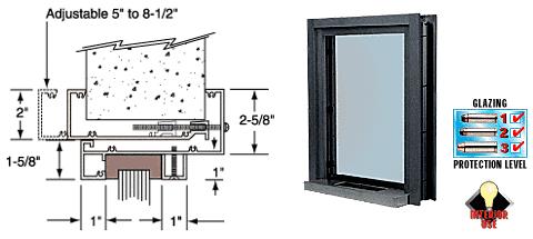 CRL Duranodic Bronze Aluminum Clamp-On Frame Interior Glazed Exchange Window with 12" Shelf and Deal Tray