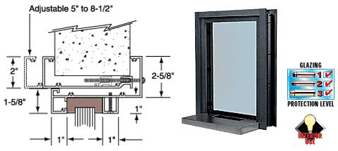 CRL Duranodic Bronze Aluminum Clamp-On Frame Interior Glazed Exchange Window with 18" Shelf and Deal Tray
