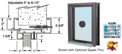 CRL Duranodic Bronze Aluminum Clamp-On Frame Exterior Glazed Exchange Window with 12" Shelf and Deal Tray