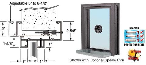 CRL Duranodic Bronze Aluminum Clamp-On Frame Exterior Glazed Exchange Window with 18" Shelf and Deal Tray