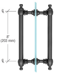CRL Matte Black 8" Colonial Style Back-to-Back Pull Handle