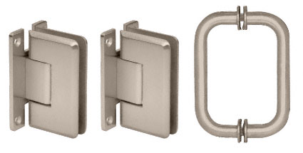 CRL Brushed Nickel Cologne Shower Pull and Hinge Set