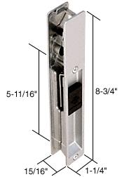 CRL Sliding Glass Patio Door Handle, Mortise Style, Flush Mount, 5-11/16" Screw Holes, Non-Keyed, Aluminum