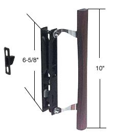 CRL Wood/Black Flush Mount Keyed Sliding Glass Door Handle Set with Inside Pull 6-5/8" Screw Holes