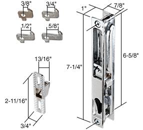 CRL Chrome Flush Mount Sliding Glass Door Handle Set 6-5/8" Screw Holes with 4 Hook Assortment