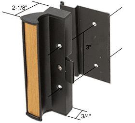 CRL Black Clamp-Style Surface Mount Sliding Glass Door Handle 3" Screw Holes for International Doors