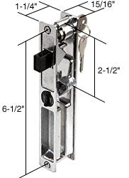 Sliding Glass Patio Door Handle Set for Crossly Doors, 6-1/2" Screw Holes, Keyed, Flush Mount, Chrome