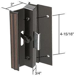 CRL Black Clamp-Style Surface Mount Sliding Glass Door Handle 4-15/16" Screw Holes for Lupton and Rolleze Doors