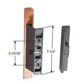 CRL Sliding Glass Door Handle, Mortise Style, 3-15/16" Screw Holes, Wood/Black