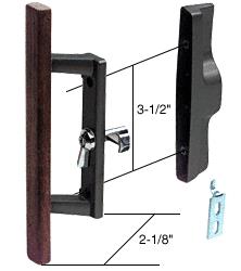 Lock Handle Set, Internal Type, 3-1/2" Screw Holes, Wood/Black