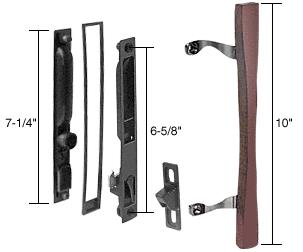 CRL Wood/Black Flush Mount Sliding Glass Door Handle Set 6-5/8" Screw Holes for Croft Doors