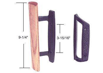 CRL Sliding Glass Patio Door Handle Set, 3-15/16" Screw Holes, Wood/Black