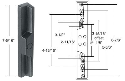 CRL Black Outside Pull and Keyed Locking Unit Multiple Screw Hole Patterns