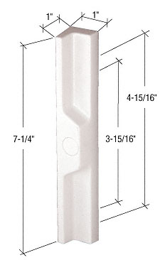 Sliding Glass Patio Door Outside Pull, 3-15/16" and 4-15/16" Screw Holes, White Plastic - REPLACED BY C1113