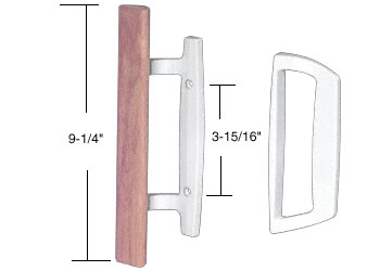 CRL Sliding Glass Patio Door Handle Set, 3-15/16" Screw Holes, Wood/White