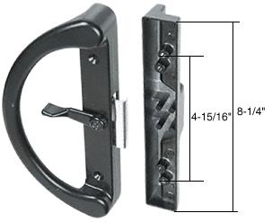 Black Clamp-Style Surface Mount Sliding Glass Door Handle 4-15/16" Screw Holes