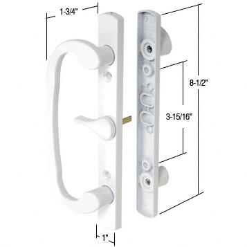 CRL White 8-1/2" Mortise-Style Patio Door Handle Set, 3-15/16" Screw Holes
