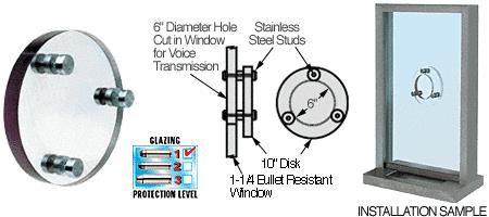 CRL Round Level 1 Clear-Vision Bullet Resistant Acryllic Speak-Thru