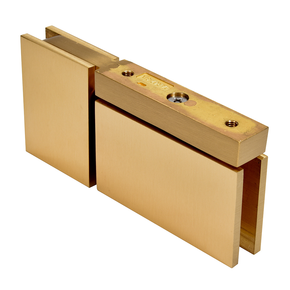 CRL Satin Brass Cardiff Top and Bottom Mount Pivot Hinge with U-Clamp