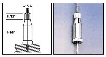 CRL Chrome Plated Long, Round Floor Base Fitting for the Cable Display System