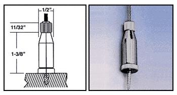 CRL Brushed Nickel  Plated Long, Round Floor Base Fitting for the Cable Display System