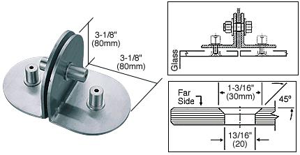 CRL Polished Stainless 2-Way Glass / 1-Way Wall Circular Bracket