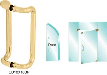 CRL 10" Polished Brass Glass Mounted Offset Pull Handle