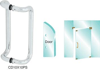 CRL 10" Polished Stainless Glass Mounted Offset Pull Handle