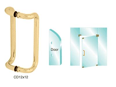 CRL 12" Polished Brass Glass Mounted Offset Pull Handle