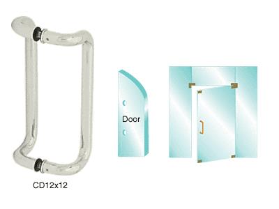 CRL 12" Brushed Stainless Glass Mounted Offset Pull Handle