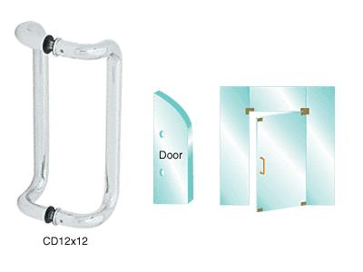CRL 12" Polished Stainless Glass Mounted Offset Pull Handle